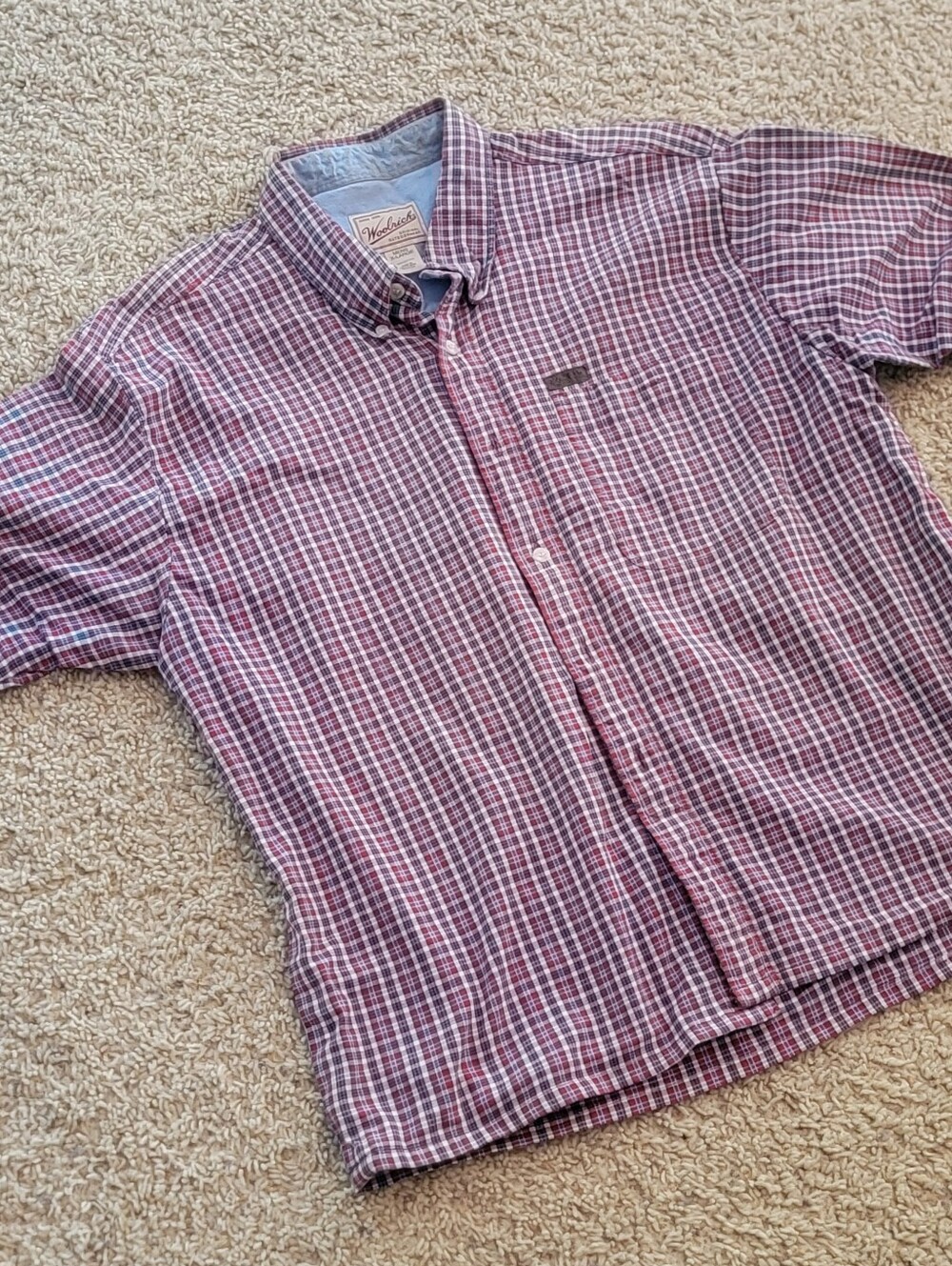 Woolrich Men's XL Short Sleeve Button Front Shirt Outdoor Casual Cotton Plaid
